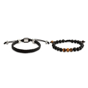 Men's Leather Bracelet S/2 - Black