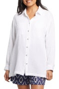 Tribal Drop Shoulder Tunic Shirt~ White