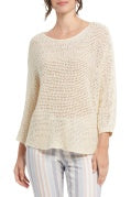 Tribal 3/4 Sleeve Boat Neck W/ Lace Up Sleeve