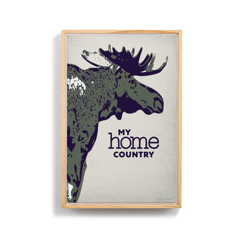 My Home Country Moose Framed Canvas Wall Art