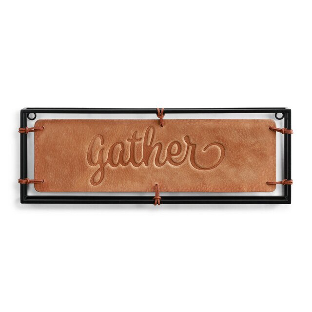 Gather Wall Art Genuine Leather Iron Stretched