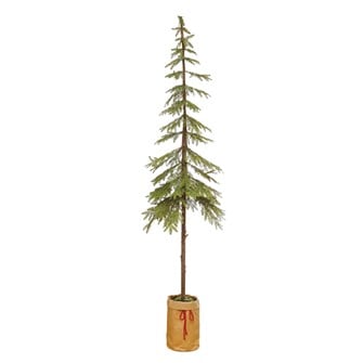 Faux Pole Pine Tree in Paper Sack with Red Tie - Pick Up Only