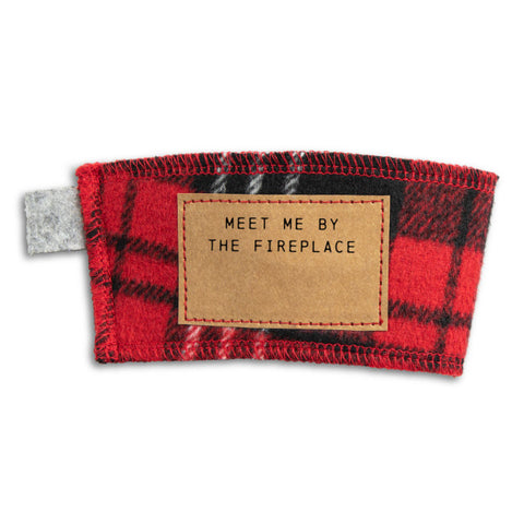 By the Fireplace Coffee Cozy - Red Plaid